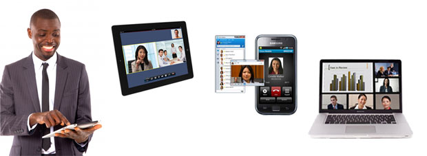 iPad, Smartphone and laptops with Video Collaboration