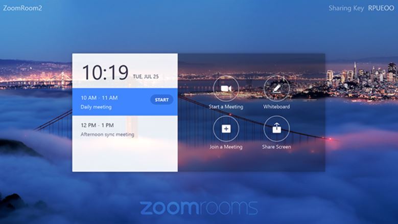 Zoom Rooms for Touch example display